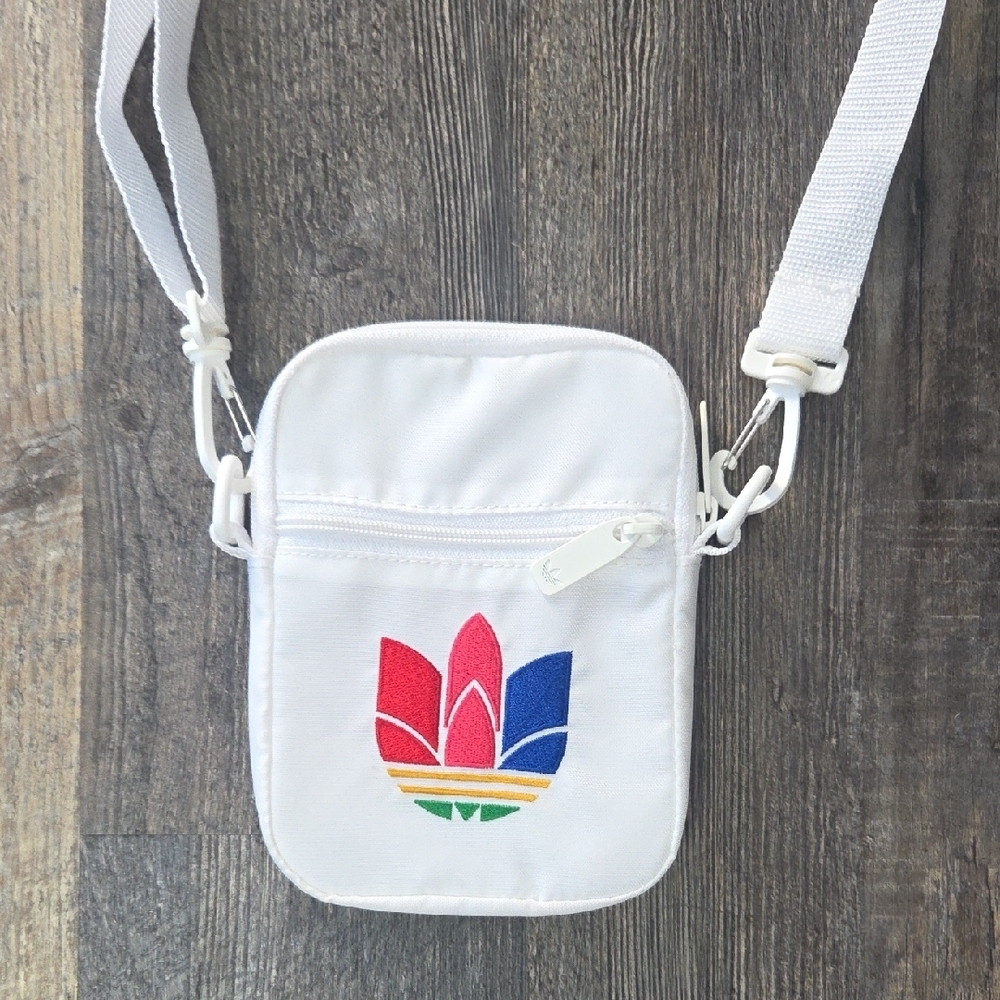 Adidas White Crossbody Festival Bag with Pride Trefoil